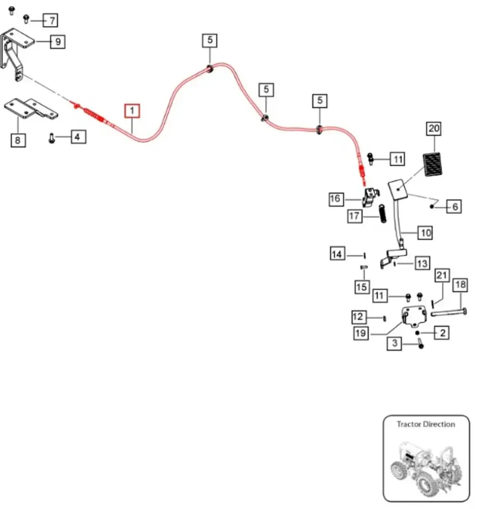 FOOT ACCELERATOR (THROTTLE) CABLE FOR 5145 & 5155 MAHINDRA TRACTORS (007639137V1)