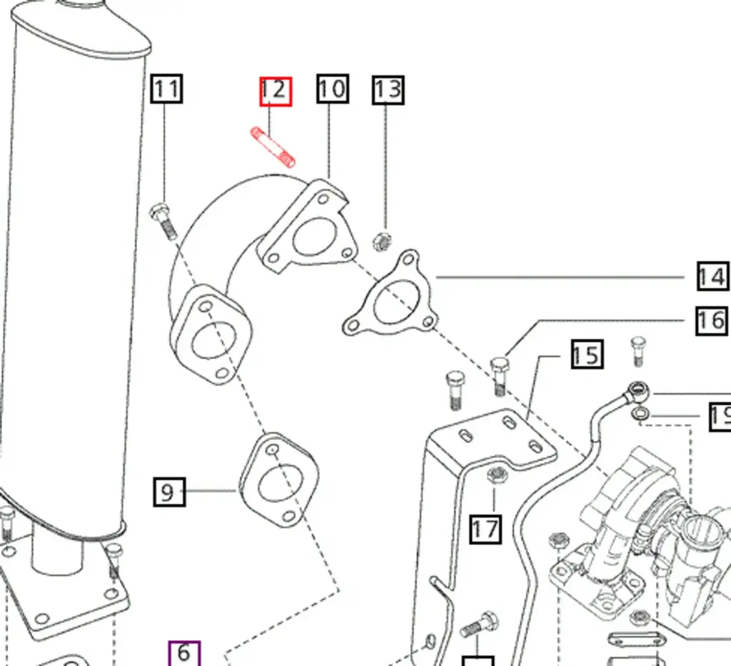 MAHINDRA TRACTOR STUD Exhaust Manifold (006002649F1)