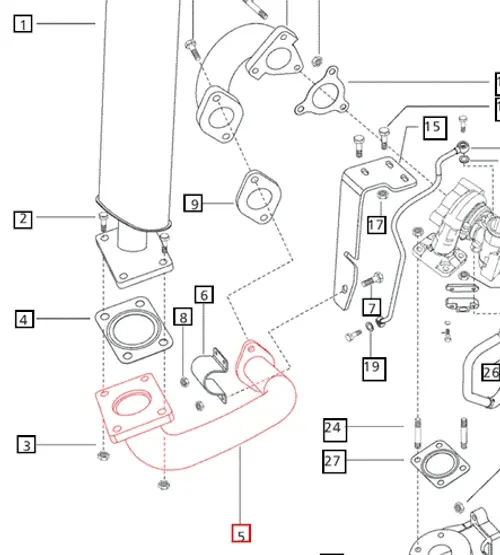 STUB PIPE FOR MUFFLER FOR MAHINDRA TRACTOR (E006005646F1)