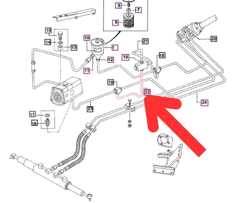 POWER STEERING METAL LINE FOR 3505 MAHINDRA TRACTOR (005558705R91)