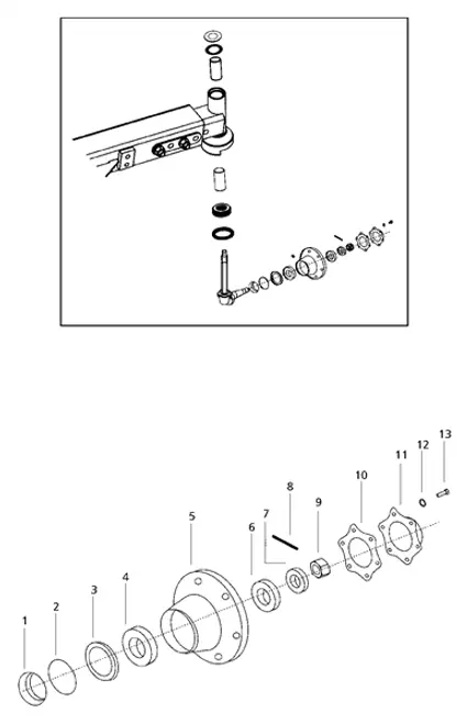 NUT FOR FRONT HUB ON 5500 2-WHEEL DRIVE MAHINDRA TRACTOR (ITEM # 9) (000040333C08)