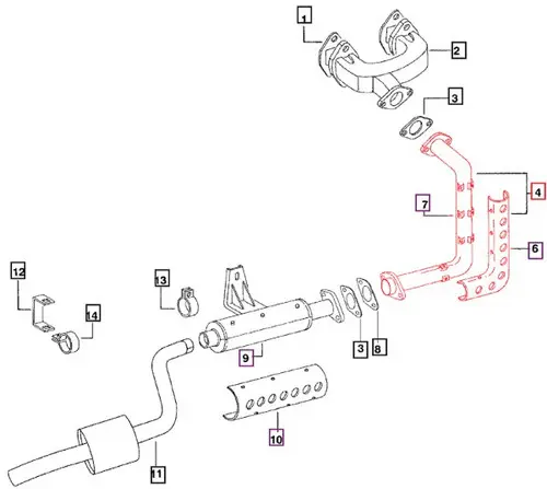 DOWN PIPE, W/ HEAT SHEILD (3505 & 3525) FOR MAHINDRA TRACTOR (005557373R92)