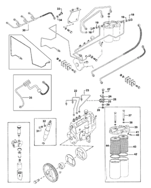 SPILL LINE FROM INJECTORS BACK TO TANK ON E-350 MAHINDRA TRACTOR (005556984R91)