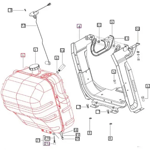 FUEL TANK ASSEMBLY, (4530 T2 & 4530 T4) FOR MAHINDRA TRACTOR (007515415C91)