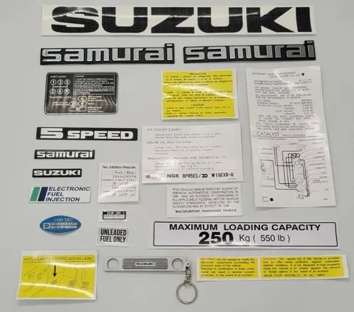 SUZUKI SAMURAI EMBLEMS AND DECALS SET Complete (Black)