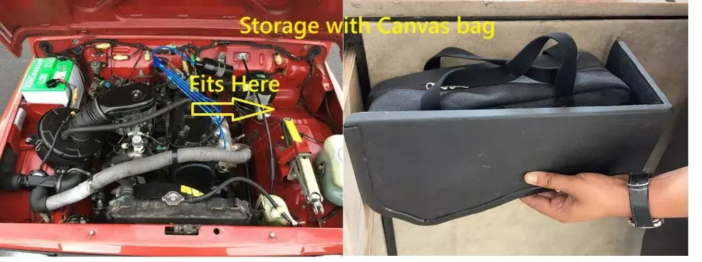 For Suzuki Samurai Under Hood Storage Box with Canvas Bag - Left (Driver Side)