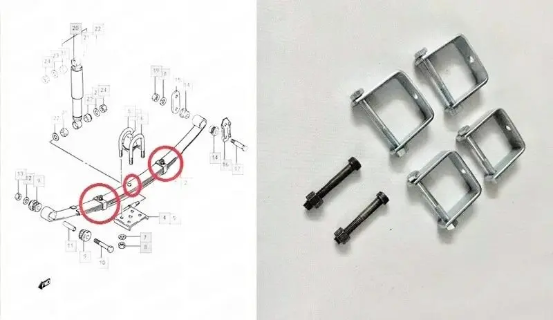 Rear Leaf Spring Repair Kit for 86-95 Suzuki Samurai