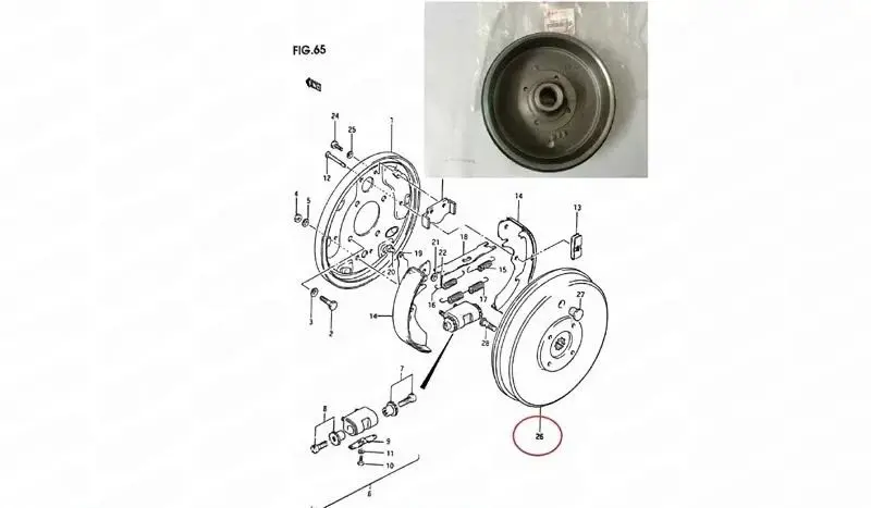 54811-83000-000 Drum,center brake Fits Suzuki Samurai Sj410/3Genuine Suzuki Part