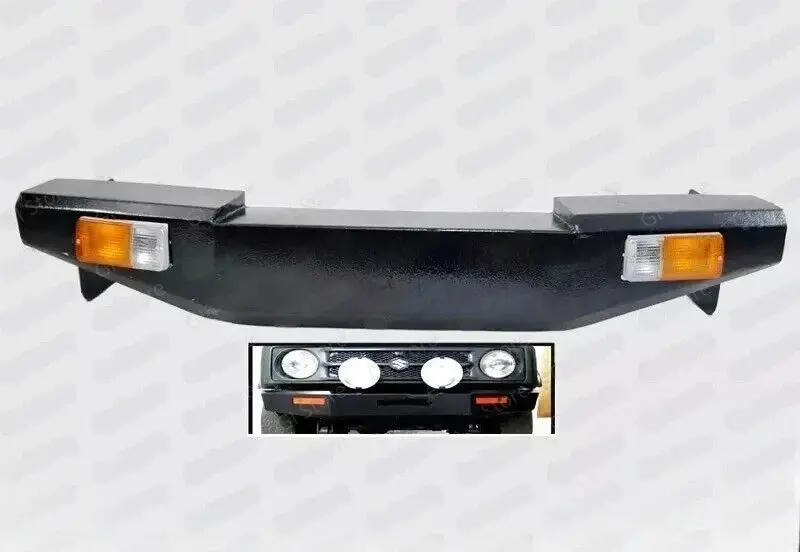 Front Bumper For 1986-95 Suzuki Samurai Painted Black Steel +Turn Light Set