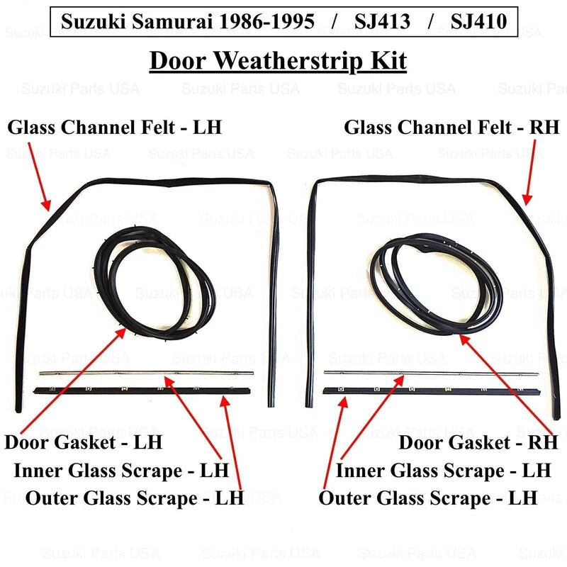 DOOR & GLASS SEAL KIT / DRIVER & PASSENGER SIDE (OEM) - SAMURAI 80'-95