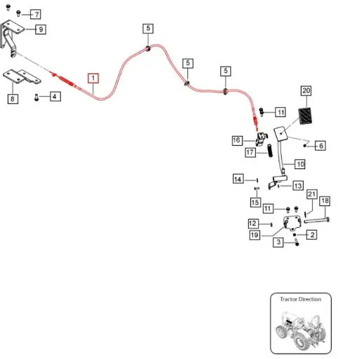 FOOT ACCELERATOR (THROTTLE) CABLE FOR 5145 & 5155 MAHINDRA TRACTORS (007639137V1)