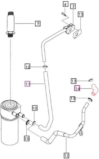 HOSE, OIL COOLER TO WATER PUMP FOR MAHINDRA TRACTOR (006004883F1)