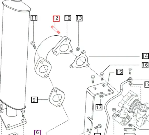 MAHINDRA TRACTOR STUD Exhaust Manifold (006002649F1)