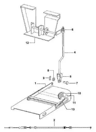 THROTTLE CABLE FOR FOOT PEDDLE ON EARLY 3505 MAHINDRA TRACTOR (005556798R91)