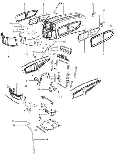 PLASTIC GRILL RING FOR 3535|3540|3550|4035|4535|5035 MAHINDRA TRACTOR (E007540017D1)