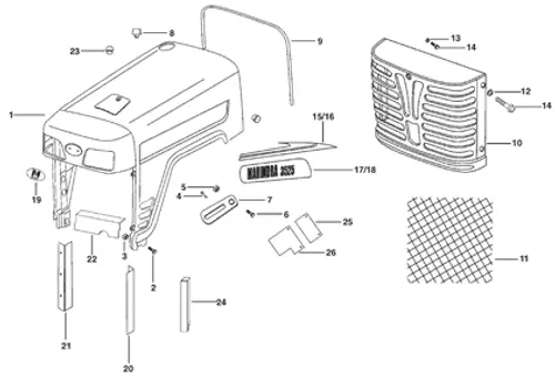 HOOD DECAL FOR 3525|3825|4025|4525|5525|6025|6525 MAHINDRA TRACTOR (005559213R1)