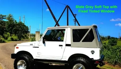 1986-1994 Suzuki Samurai Slate Gray Soft Top with Fixed Side Tinted Windows