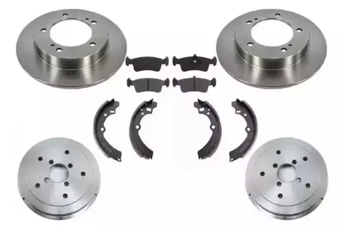 Front Brake Rotors & Pads Rear Drums Shoes 6pc Kit for Suzuki Samurai 1986-1994